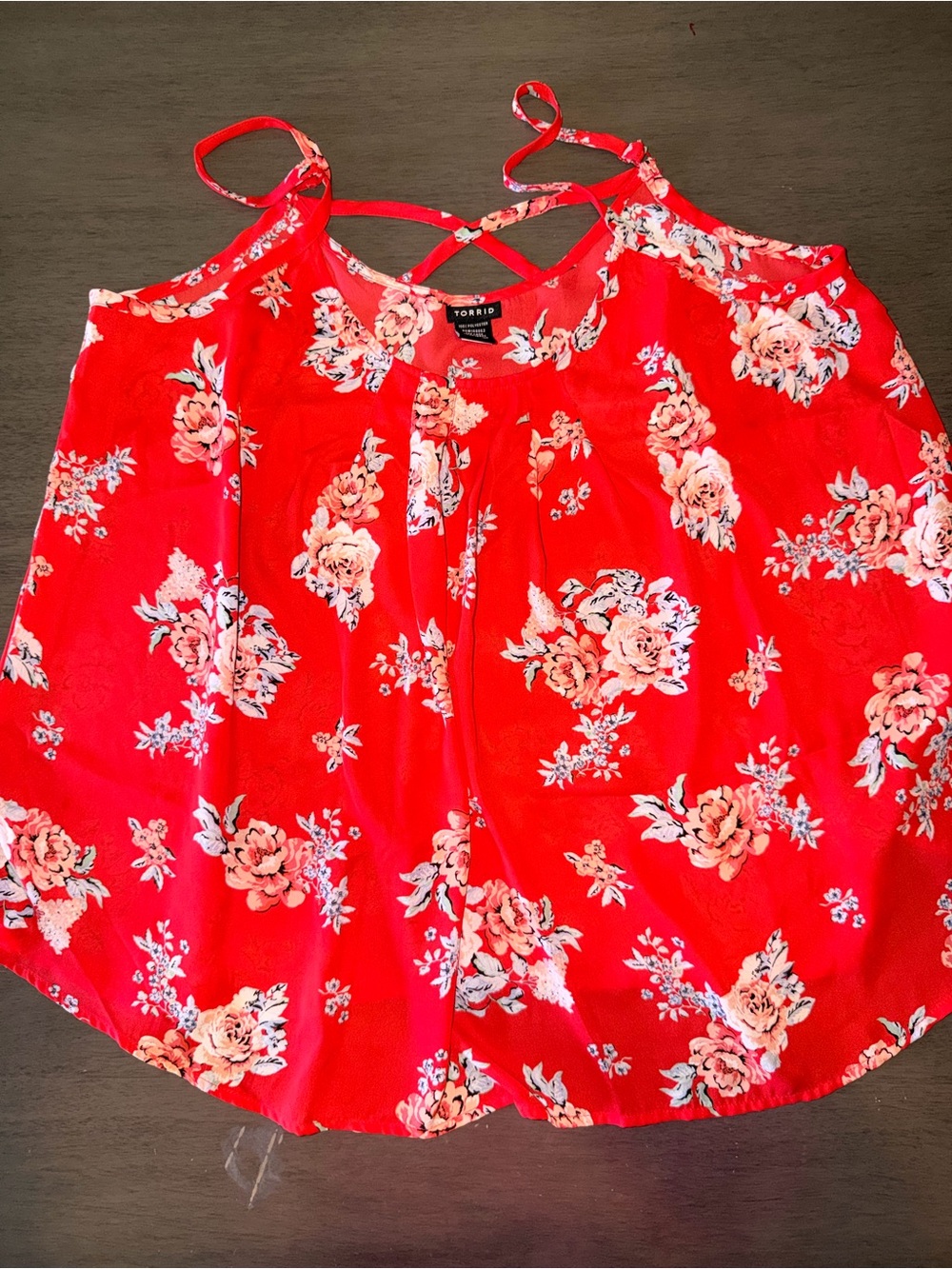 torrid Red Floral Strappy Shell Top